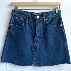 Madewell Rigid Denim A-Line Jean Raw Hem Blue Denim Jean Skirt Size 25